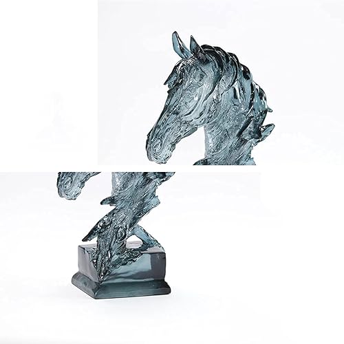 Miniatura 6 de SHUTING2020 Chinese feng Shui Statue Sculpture Creative Light Blue Horse Head Resin Ornaments Desktop Decoration Modern Home Animal Desktop