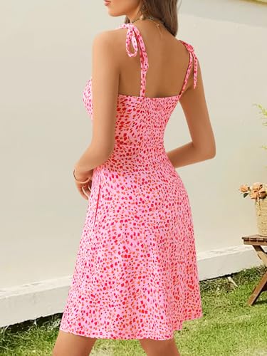 Image of OURIN Women's Spring Sweetheart Neckline Tie Strap Summer Sundresses Sleeveless Mini Dress with Pockets