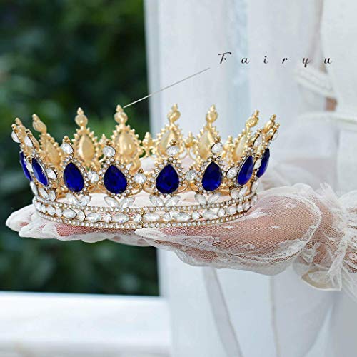 Image of Foyte Baroque Queen Crown and Tiaras Sparkly Rhinestone Wedding Crown Bride Tiaras Royal Princess Full Tiaras Headpieces for Women and Girls
