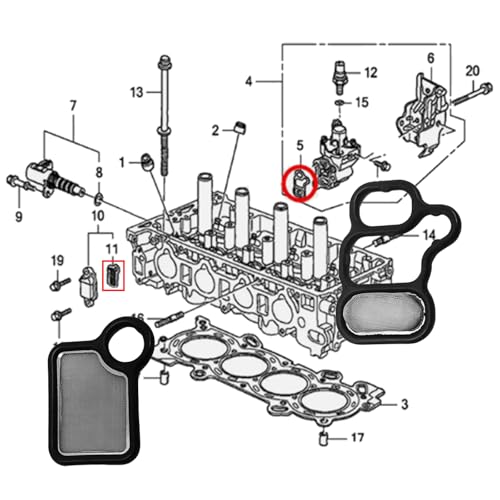 Image of Head Cylinder Solenoid Valve Gaskets Fit for Acura RDX RSX TSX, Fit for Honda Accord Civic CR-V Element, Replace 15815-RAA-A02 15845-RAA-A01 91319-PAA-A01, With Bolts