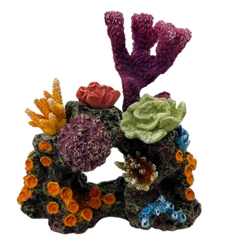 Image of S-Lifeeling Charming Resin Coral Reef Ornament - Realistic Aquarium Decor Gift for Fish & Shrimp Hideaway, Suitable for Freshwater & Saltwater Tanks (6.1 x 4.1 x 6.1 inches)