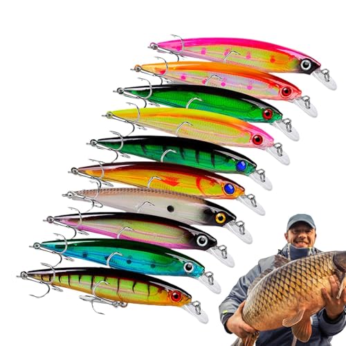 lyanny Cebos Nadadores para De | Kit De 10 Señuelos Tipo Swimbait - Ojos Y Branquias 3D, Anticorrosivos para Agua Dulce Y Salada, Uso En Exteriores para Hombres Y Principiantes Dores