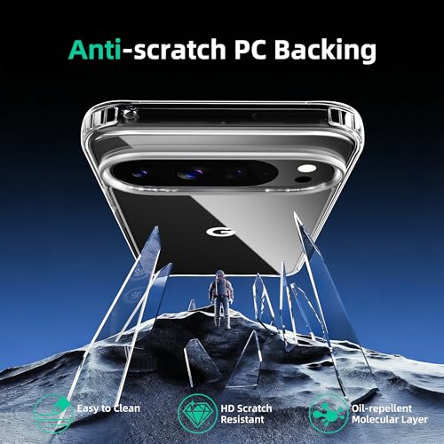 Image of ONES for Google Pixel 10 Pro / 10 Slim Case Clear, PC + TPU Hybrid, Military-Grade Drop Gurad, Anti-Yellowing, Anti-Slip, Shockproof Silicone Hard Cover, Scratch Resistant, Transparent Case