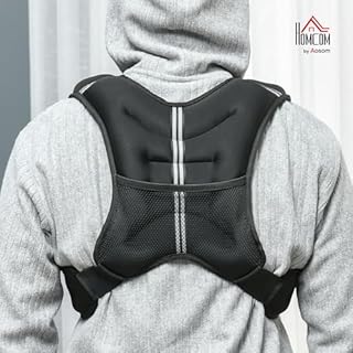 HOMCOM Gilet Zavorrato 5 kg Traspirante con Tasca Portaoggetti e Spallacci, Gilet con Pesi in Tessuto Oxford, Metallo e Sabbia, 40x35 cm, Nero