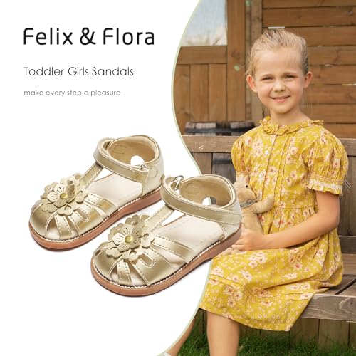Image of Felix & Flora Toddler Girls Sandals Soft Rubber Princess Flat Shoes Flower Girl Shoes