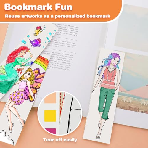 ZHOC Paint with Water Coloring Books for Kids, Pocket Mess Free Watercolor Painting Sets for Kids Ages 3 4 5 6 7 8+, Water Color Paint Set Arts and Crafts Gift for Boys Girls, Princess - Image 6