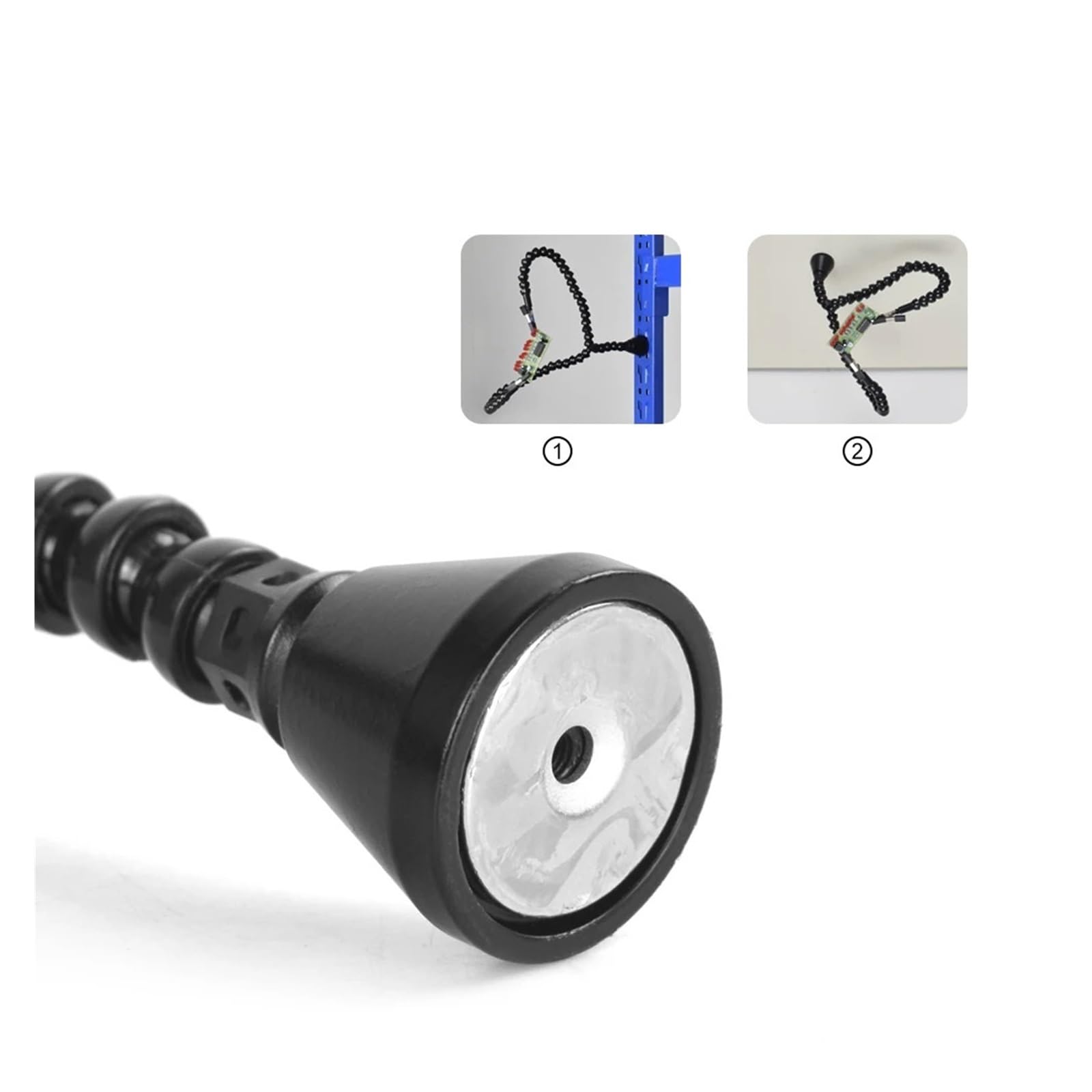 Ayuda para soldar a Tercera Mano, Base magnética de Tercera Mano con Brazos Flexibles, Lupa y luz for soldar, Azul y Negro(Sn2sw)