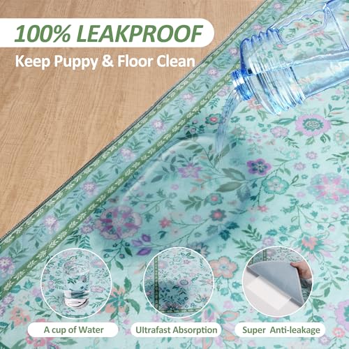 Image of Washable Reusable Pee Pads for Dogs, 2 Pack Large 36 inchx48 inch Super Absorbent & Leak-Proof Non-Slip Pet Rugs, Stylish Washable Whelping Pads, Dog Crate Pad