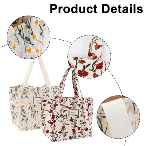 2 Bolsos Tote Pequeños para Mujer Mini Bolso de Lona Bordado miniatura 5