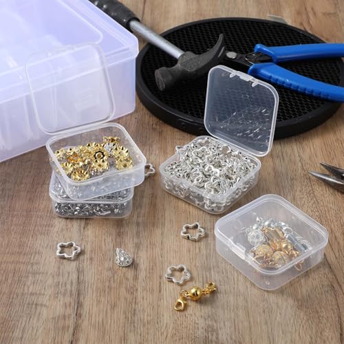 Image of DIVINA VITAE 62pc Small Bead Organizers & Storage Box, Clear Plastic, Hinged Lids, Waterproof, 60 Compartments, Jewelry Making, Crafts, Hardware