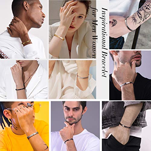 PROSTEEL 316L Stainless Steel Inspirational Bracelet for Men Women, Black/18K Real Gold Plated Cuff Bracelet, Friendship Jewelry, Fit Wrist 5.5" to 8.1" (Adjustable), Come Box3