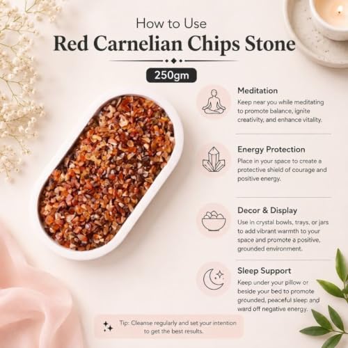 Image of Healing Crystal Chips for Vastu Natural Red Carnelian Chips Stone 250 Gm Red Carnelian Crystal Stone Chips For Reiki Healing Meditation
