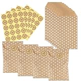 Small Paper Bags Brown Kraft – 100 Pack Mini Gift Bags with Thank You Stickers – Food Grade Paper Treat Bags for Party Favors Candy Cookies – Eco Friendly Wedding Birthday Packaging Bags