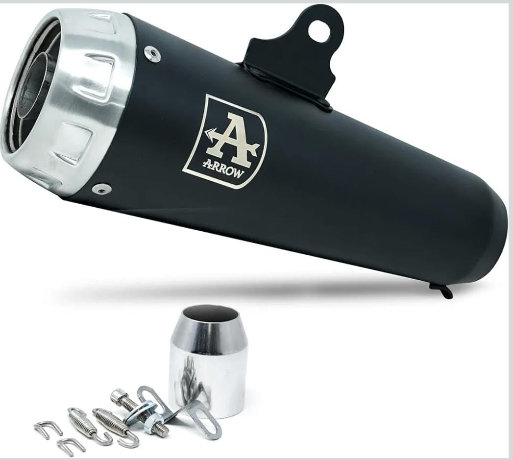 Stainless Steel Motorcycle Exhaust Silencer Muffler | Slip-On Bike Exhaust with Deep Sporty Sound | Rust Resistant | High Flow Performance Exhausts Canister for Street Bikes, Sports (Black, Pack of 1)-image-4