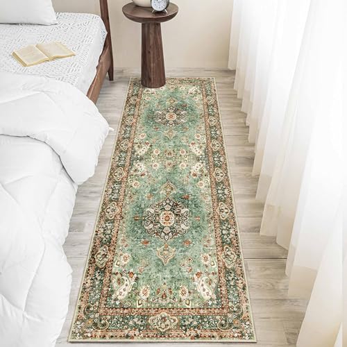 Castage Washable Runner Rug 2X6,Green Rug Runners Non Slip,Long Boho Rugs For Hallways Kitchen Bedroom Entryway Living Room Bathroom,Vintage Bohemian Distressed Oriental Floor Carpet thumb #3