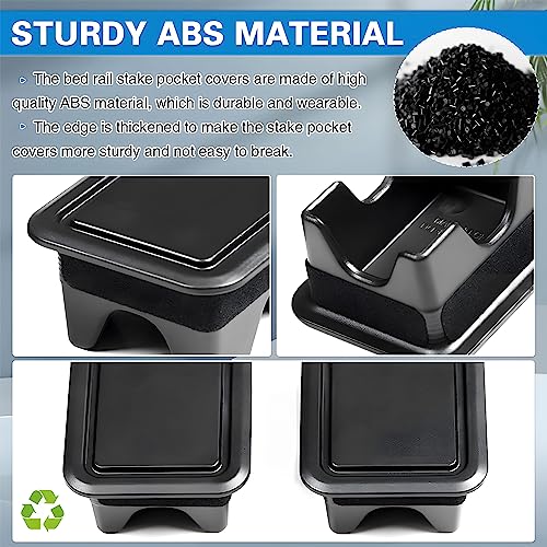 Shademax for Dodge Ram 1500 Stake Pocket Covers Rear Truck Tonneau Covers Bed Rail Stake Pocket Cover, Stake Holes Caps Plugs Compatible with 2019-2024 2025 Dodge Ram 1500 2500 Accessories (Set of 2)