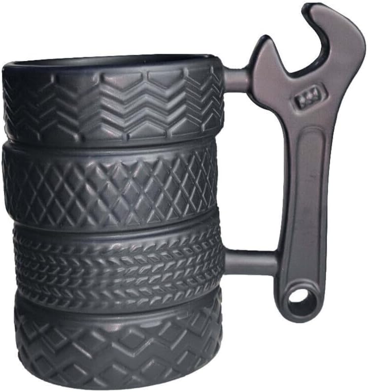 EXIGENT Tire Car Mechanics Taza de té de café de cerámica coleccionable de 12 onzas (llave)