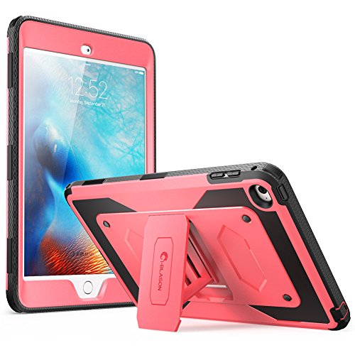 iPad Mini 4 Case, Heave Duty i-Blason Apple iPad Mini 4 2015 Armorbox Dual Layer Hybrid Full-Body Protective Kickstand Case with Front Cover and Built-in Screen Protector/Bumpers (Pink)