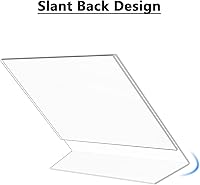 Vista 4 de MaxGear Soporte para letreros de 4 x 6 pulgadas, soporte de acrílico inclinado para letreros de plástico, soporte de papel transparente, exhibición