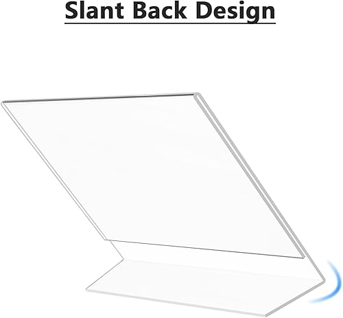 Miniatura 4 de MaxGear Soporte para letreros de 4 x 6 pulgadas, soporte de acrílico inclinado para letreros de plástico, soporte de papel transparente, exhibición