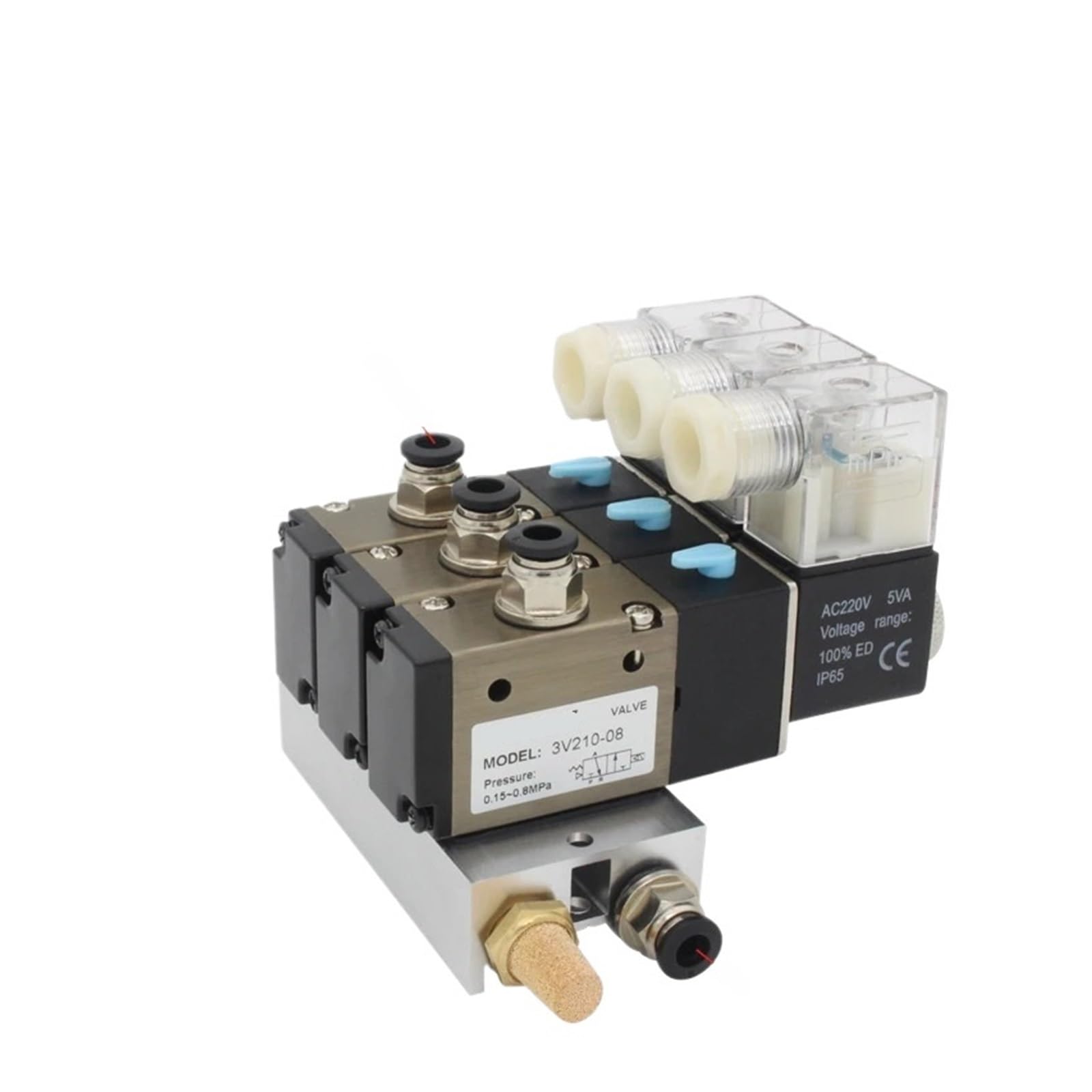 3V310-10-NC normalnie zamknięty blok elektromagnetyczny z akcesoriami do tłumika kolektora podstawowego DC12V 24V AC110V 220V 3 drzwi (AC110V 6 mm wyposażenia, 7 stacji)