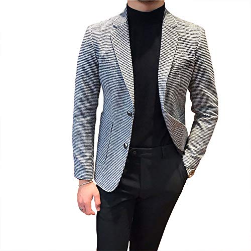 Houndstooth Grid Plaid Tuxedo Dogstooth Suit Business Dress Slim Fit Blazers Jacket Coat3