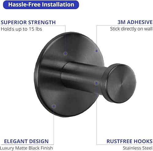 Miniatura 4 de Ganchos de metal adhesivos resistentes para colgar sombreros, herramientas de garaje, accesorios de ducha, juego de 6 perchas de almacenamiento para