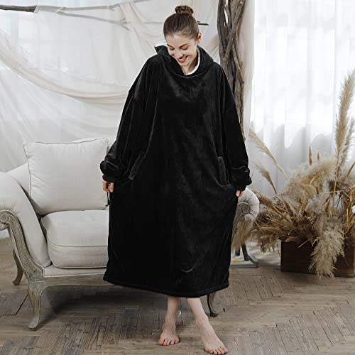 Amyhomie Blanket Sweatshirt,Oversized Sherpa Hooded Sweatshirt Blanket,Fleecehug Hoodie Wearable Blanket With Pocket For Adults & Kids & Teens #TOP2