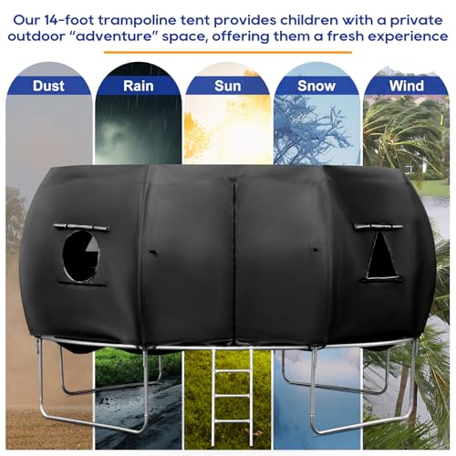 MARGAR 14FT Trampoline Tent (Tent Only), Fit for 8 Curved Poles Round Trampolines, Oxford Cloth Trampoline Sunshade Tear-Resistant, Rainproof, Outdoor Trampoline Accessories Camping Suitable, Black by MARGAR - Image 7