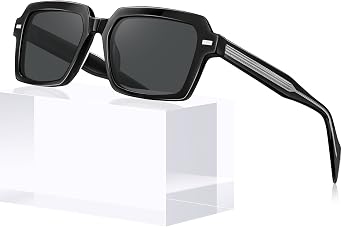 AVAWAY Rectangle Mens Polarized Sunglasses, Acetate Stylish UV Protection Geometric Sun Glasses Designer Fashion Shade