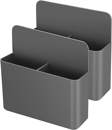Juego de 2 marcadores magnéticos de borrado en seco de color gris, soportes para bolígrafos para pizarra blanca, nevera, casillero, organizador