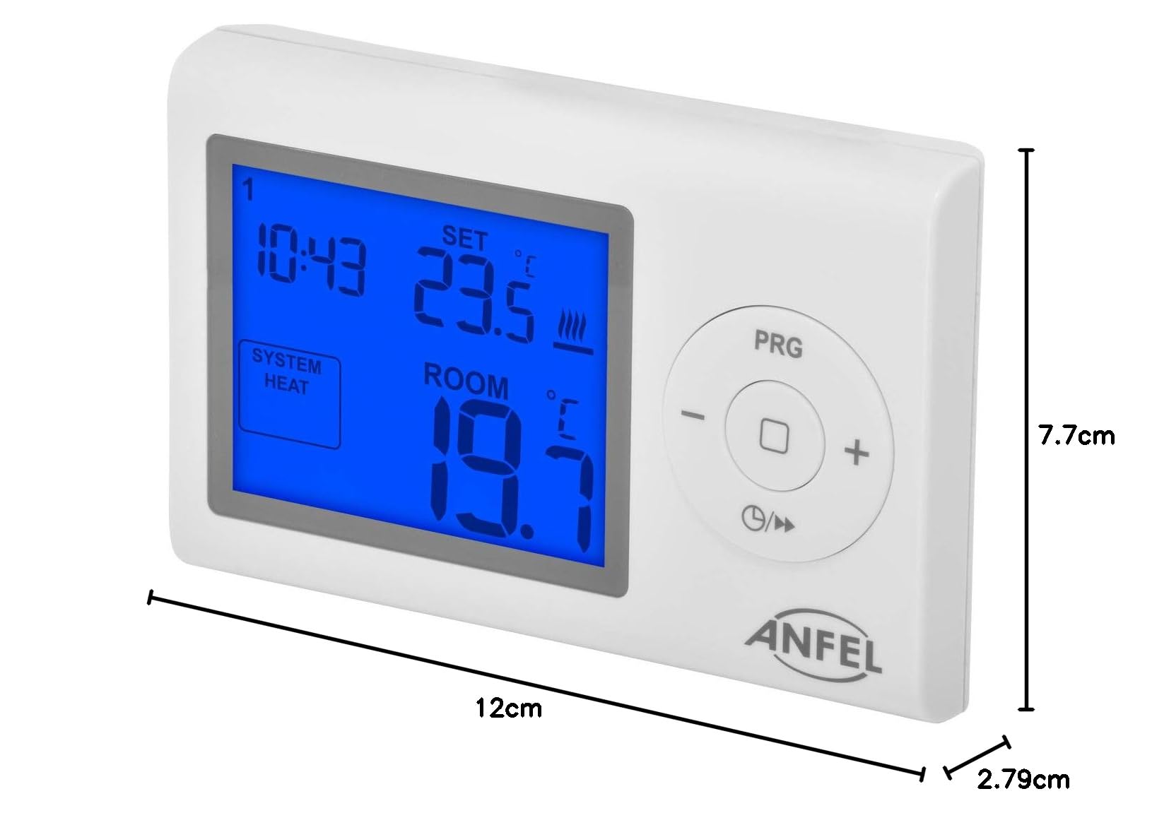 Cronotermostato, Funzione Caldo/Freddo, Digitale Avanzato DISPLAY GRANDE 3", Bianco blocco tasti BLUE