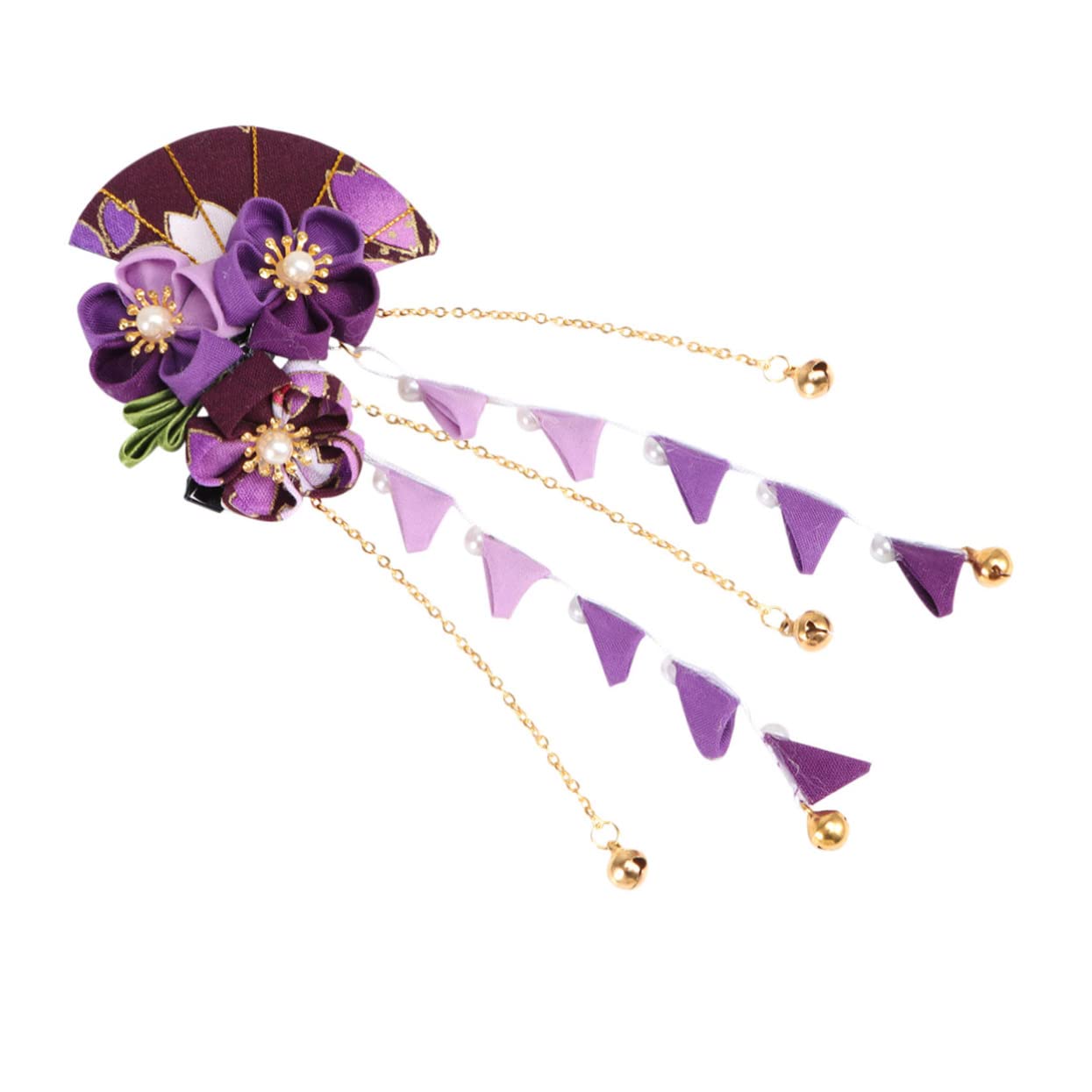 MAGICLULU 3 Piezas horquillas de flores pinza para el cabello con abrazadera lateral horquillas de flor de kimono con borla light hair clips pasador de pelo pasadores de pelo dulce Porcelana