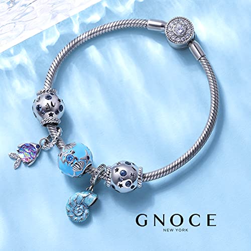 GNOCE Cheerful Fish Pendant Charms for Bracelet 925 Sterling Silver Dangle Glitter Resin & Clear Gemstones Charms For Women Mother's Day Gift4