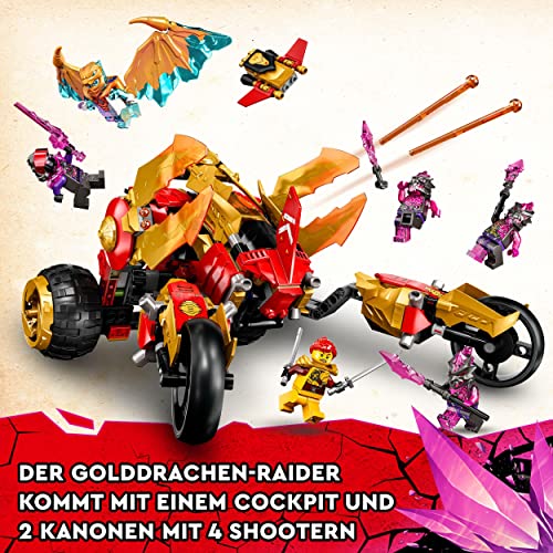 LEGO 71773 NINJAGO Kais Golddrachen-Raider Set, mit Auto und Motorrad-Spielzeug inkl. Kai und eine goldene Cole Legacy-Figur, Spielzeug für Kinder ab 8 Jahren – Bild 4