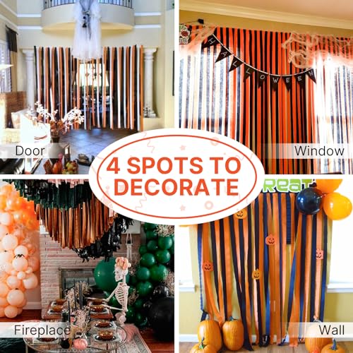 Image of PartyWoo Crepe Paper Streamers 8 Rolls 656ft, Pack of Orange Crepe Paper Party Streamers, Crepe Paper for Birthday Decorations, Party Decorations, Wedding Decorations (1.8 Inch x 82 Ft /Roll)