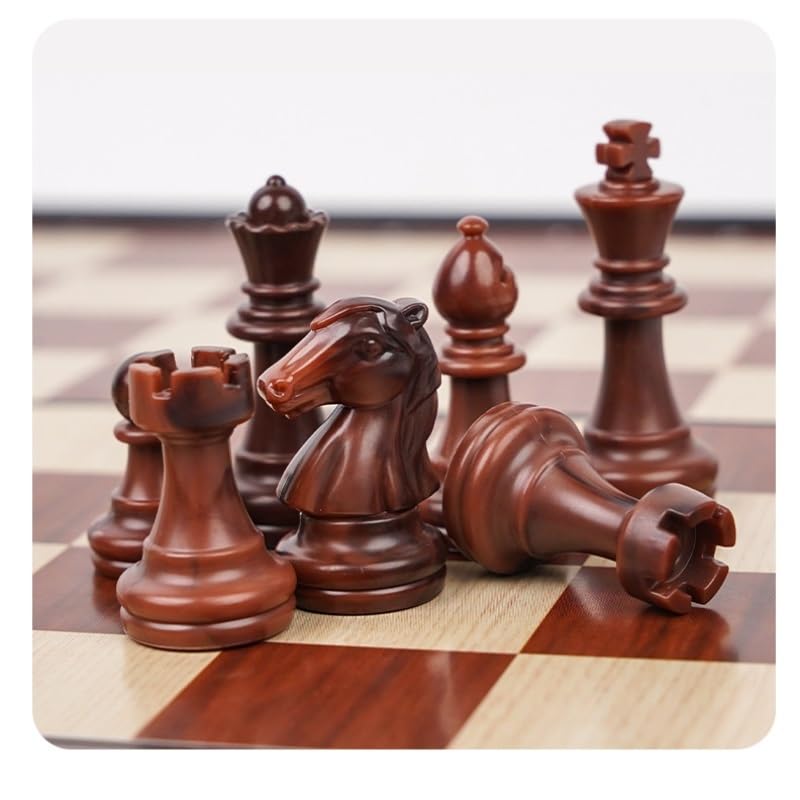 schachspiel 2-in-1-Schachspiel und magnetisches Schachbrett, faltbares Reisebrettspiel aus Kunststoff, klassisches Strategiespielzeug for Kinder, Erwachsene und Anfänger(33 * 33cm)