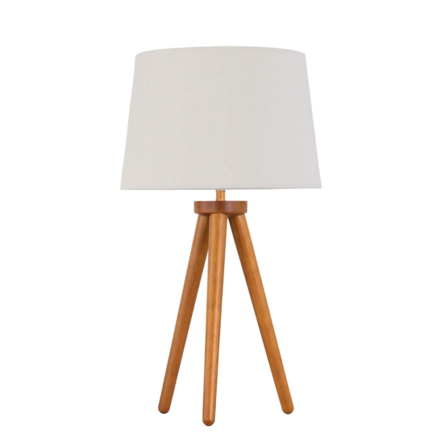 Voyage - Dark Oak Table Lamp or Bedside Light with Natural Linen Shade