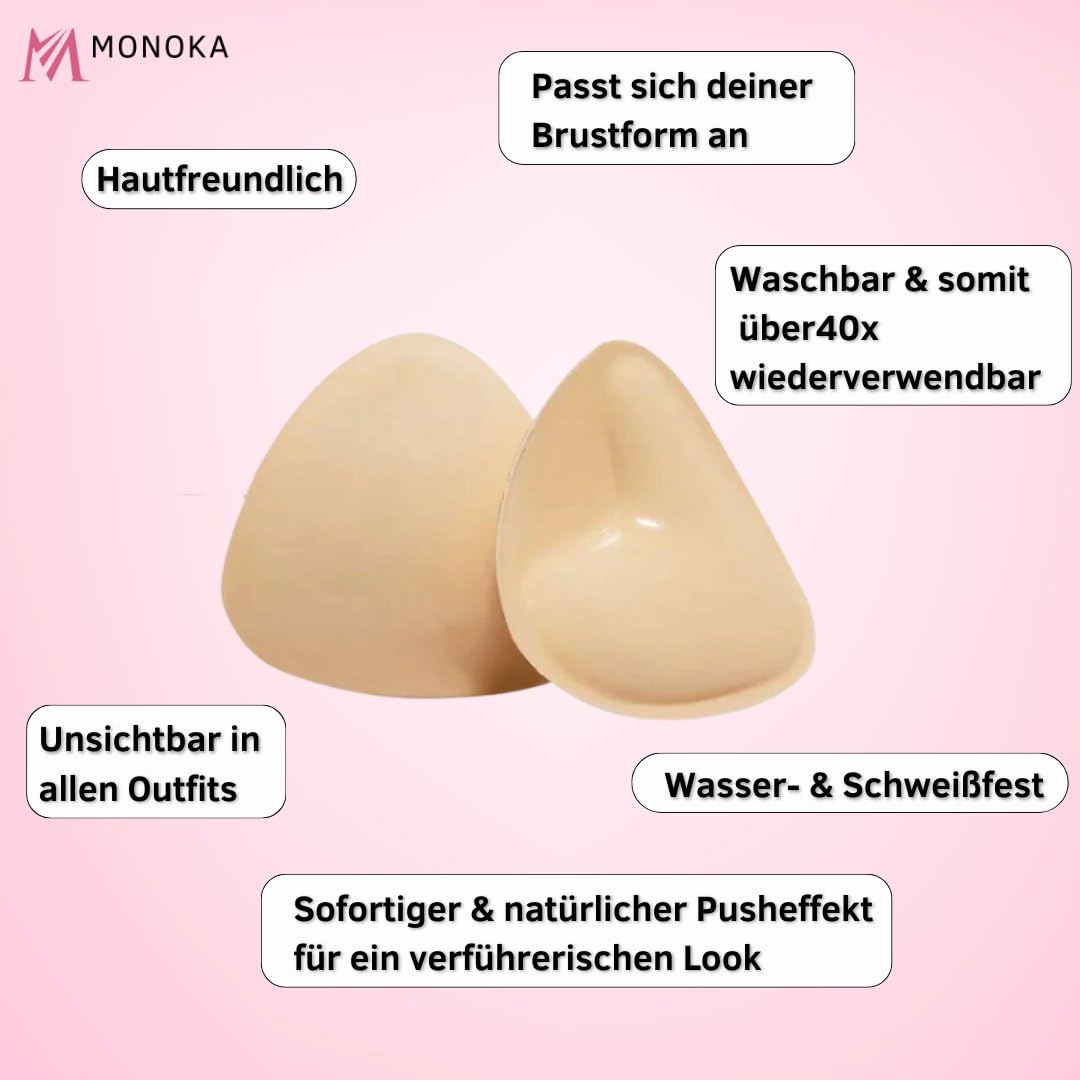 MEIION Pushpads 2.0 Bonnets triangulaires auto-adhésifs encore plus doux, flexibles et adaptables, inserts invisibles pour bikini et maillots de bain