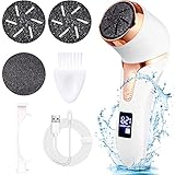 Lima Electrica Pies, Pedicura Electrico Profesional, 3 Repuesto Rodillos y 2 Velocidades,IPX7 Impermeable,Pies Eliminar Durezas y Callos,pantalla LCD (Blanco）