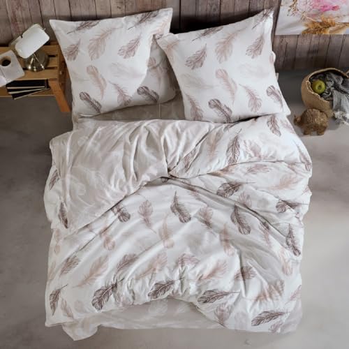 nordqueen Renforce Bettwäsche,100% Baumwolle Bettbezug aus Atmungsaktive, Angenehme Schlafkomfort,Winter Bettwäsche-Set mit Kissenbezug Bettbezug...