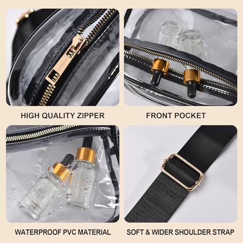 Image of Fibrdoo Clear Bag Stadium Approved, Leather Clear Crossbody Purse Bag for Concerts Sports Events Festivals