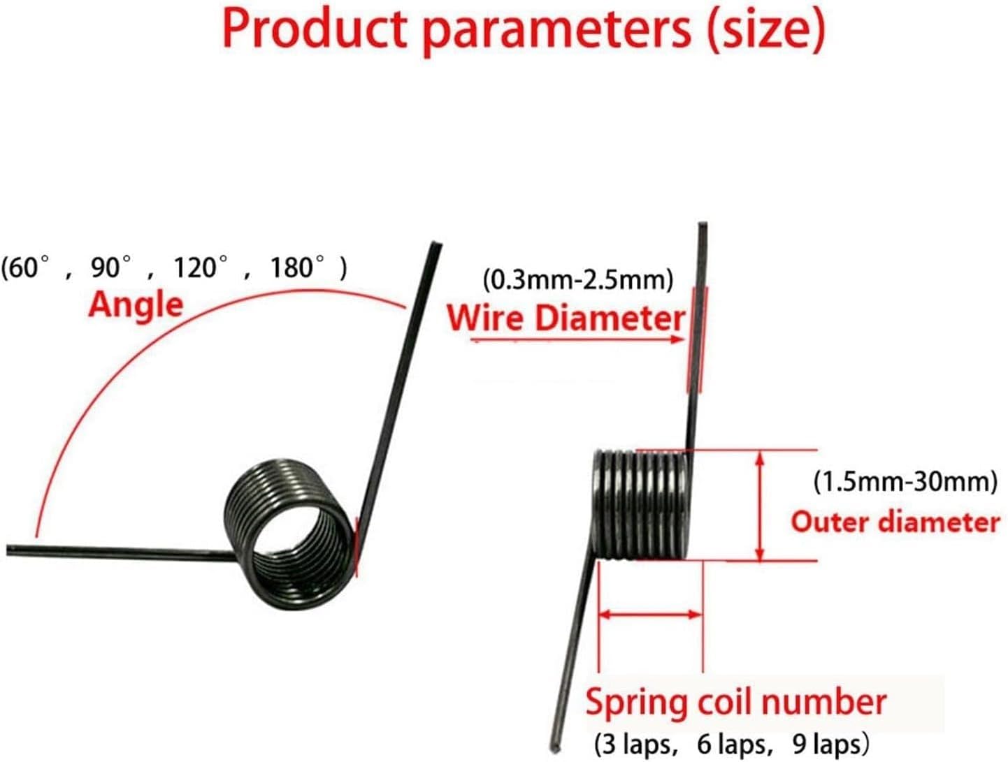 Slotted Spring, Compression Spring，Replacement Springs Torsion Spring,Small Spring,Torsional Spring,0.3 Wire Diameter Torsion Small Torsion Spring,Hairpin Spring,180/120/90/60 Degree Torsion Torsion