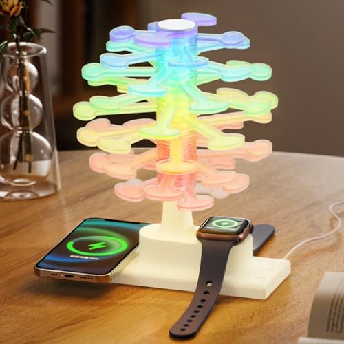 Biupky Modern Table Lamp, Spiral Tree Wireless Rechargeable Desk Lamp, LED Bedside lamp with...