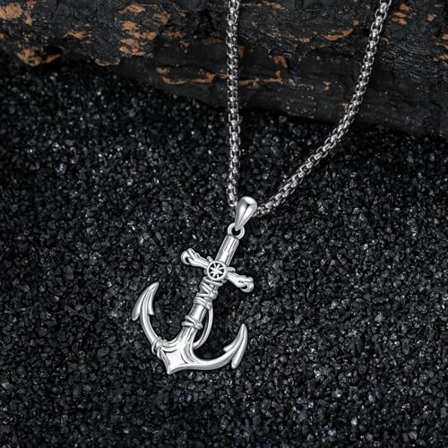 Anchor Necklace for Men 925 Sterling Silver Anchor Pendant Navigation Navigation Jewelry for Men Women4
