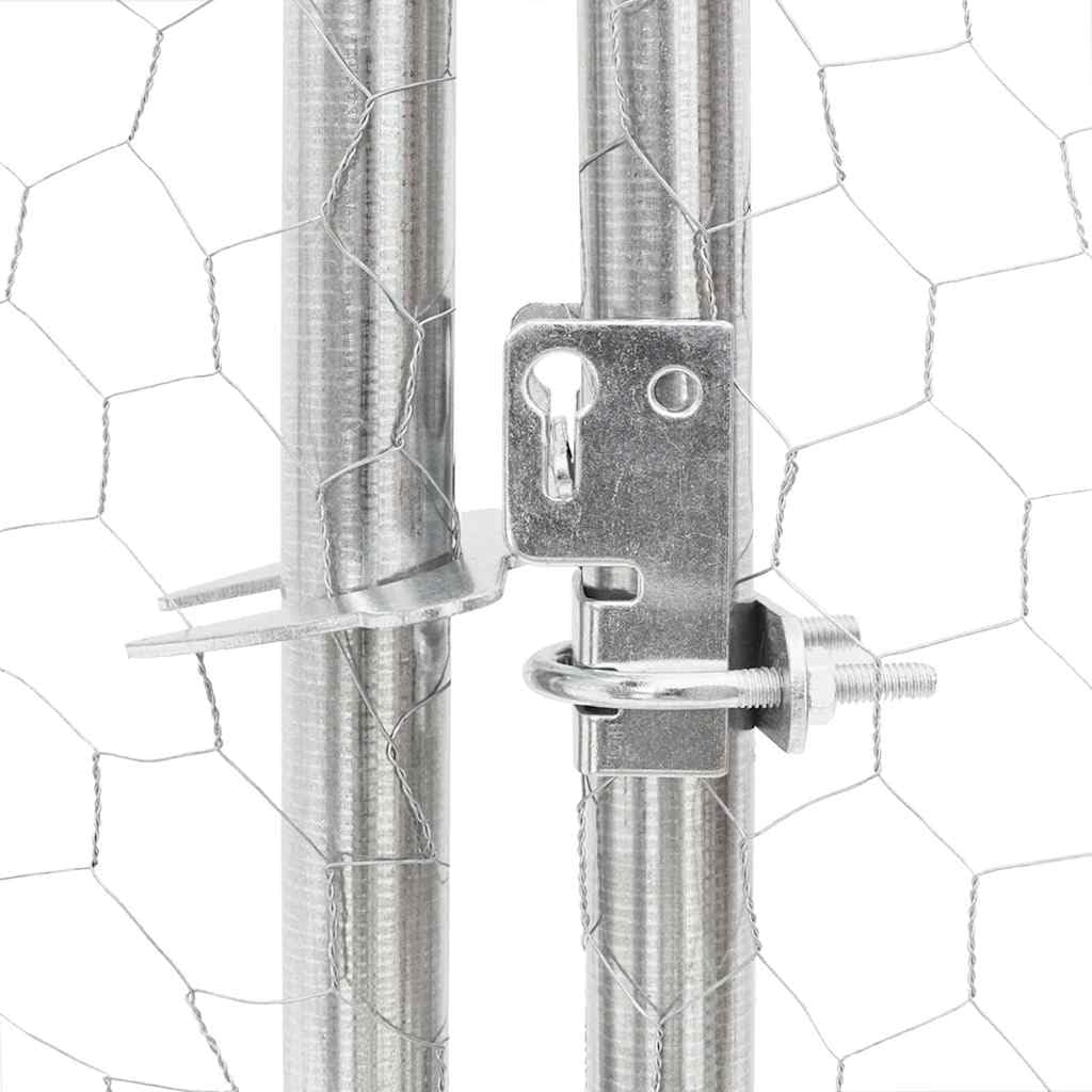 Brokky 3329244 Cuccia per Cani da Esterno con Recinto 7x3x1,9m Acciaio Zincato Recinto per Cani da Giardino,Gabbia per Conigli,Recinto per Animali Domestici,Gatti,Cuccioli,Porte con Chiavistello e Par