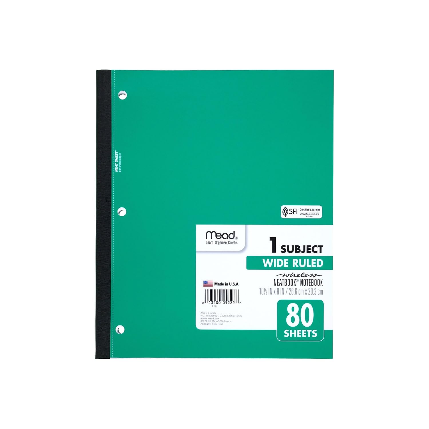 Amazon.com : Mead Single Subject Wireless Notebook, Wide Ruled