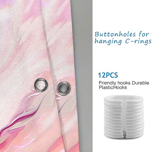 Rideau de douche polyester KnSam motif marbre rose 300x200cm