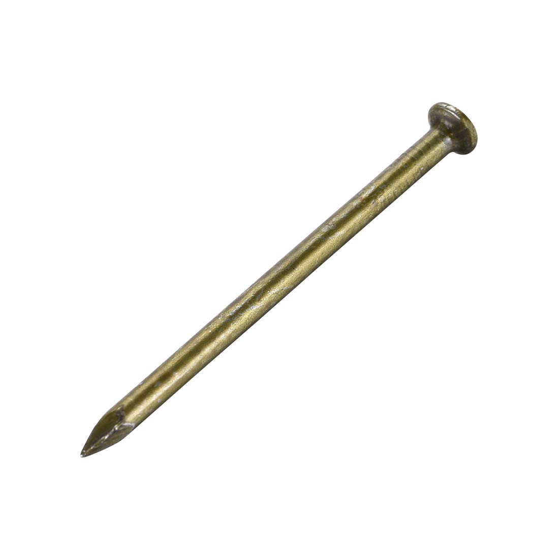 sourcing map Hardware Nails Carbon Steel Point Tip Wall Cement Nail 50mm(2") 3mm Rod Dia Bronze Tone 20pcs
