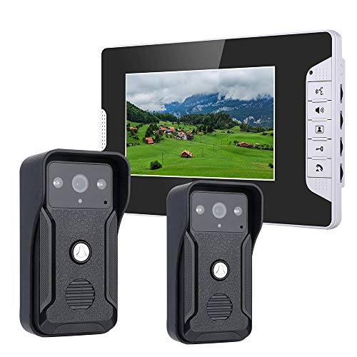 7-Zoll-Video-Türsprechanlage Türklingel-Intercom-Kit 2-Kamera-1-Monitor-Nachtsicht Mit 700TVL-Kamera
